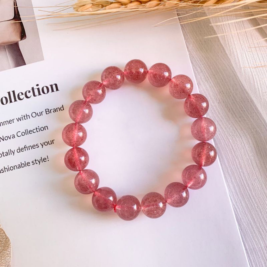 Pure Natural Strawberry Quartz Bracelet -【Attract Love & Fate】