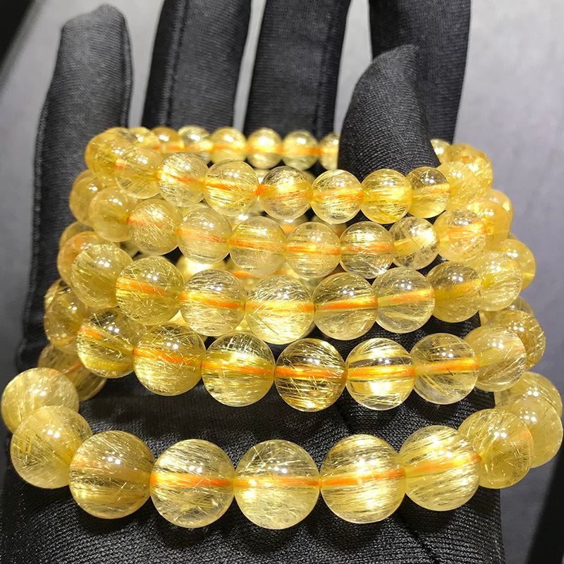 Golden Hair Crystal Bracelet Rutilated Quartz-【Attract Wealth & Gather Energy】