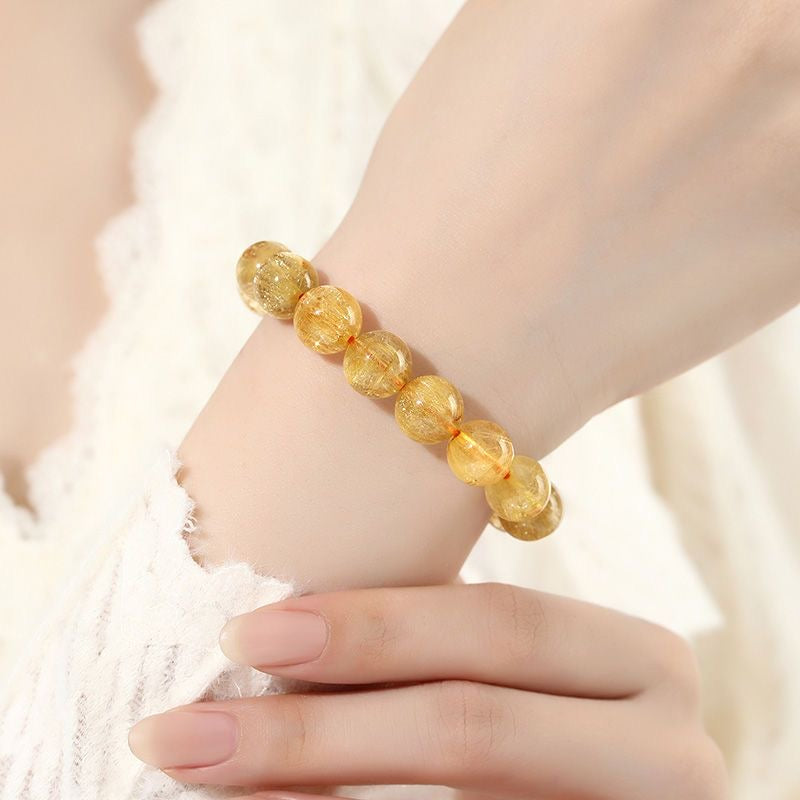 Golden Hair Crystal Bracelet Rutilated Quartz-【Attract Wealth & Gather Energy】