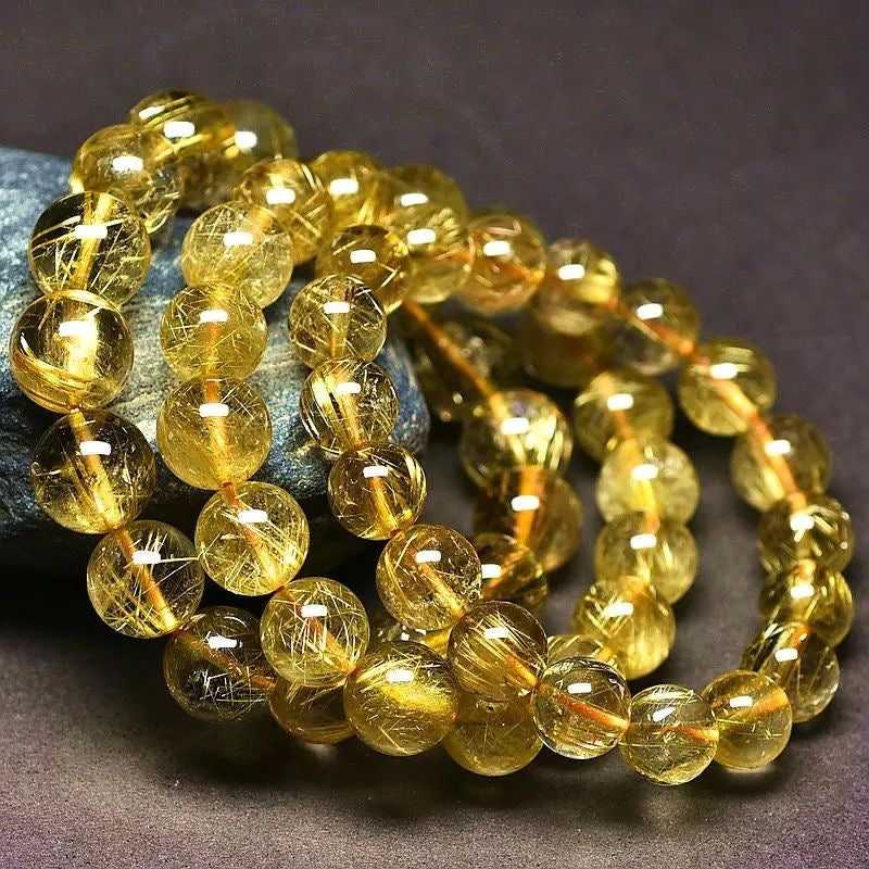 Golden Hair Crystal Bracelet Rutilated Quartz-【Attract Wealth & Gather Energy】