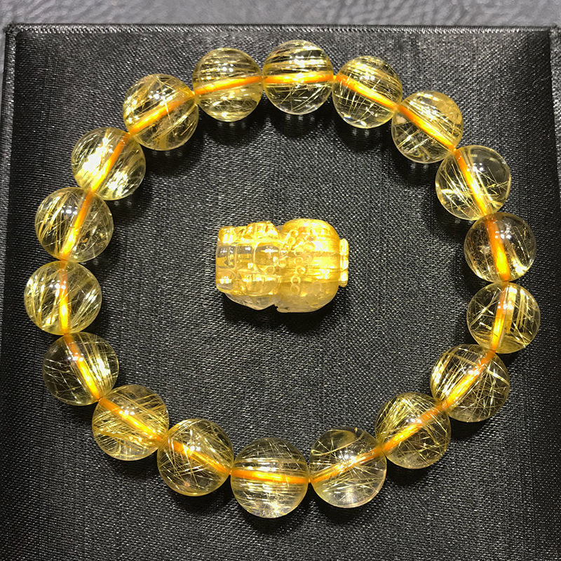 Golden Hair Crystal Bracelet Rutilated Quartz-【Attract Wealth & Gather Energy】