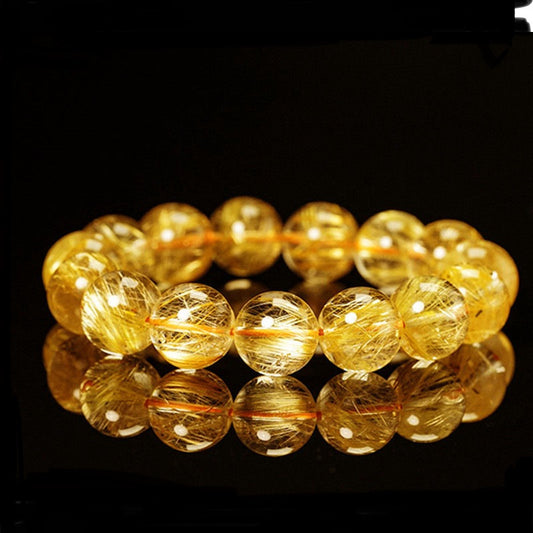 Golden Hair Crystal Bracelet Rutilated Quartz-【Attract Wealth & Gather Energy】