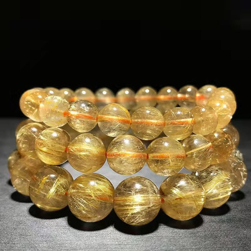 Golden Hair Crystal Bracelet Rutilated Quartz-【Attract Wealth & Gather Energy】