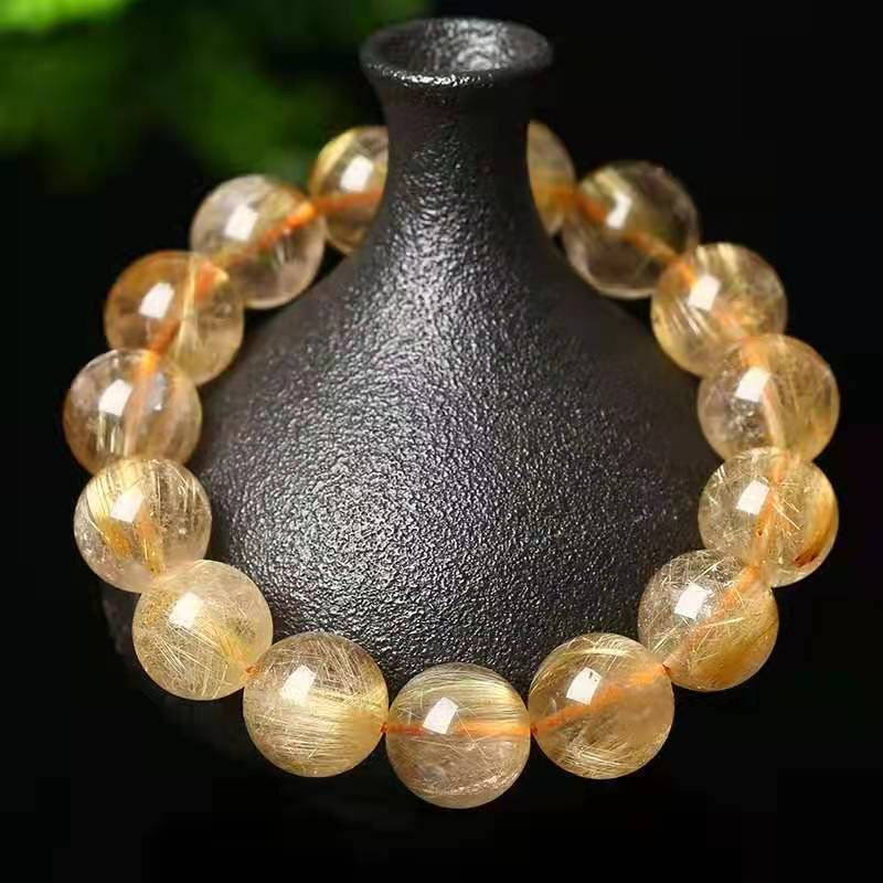 Golden Hair Crystal Bracelet Rutilated Quartz-【Attract Wealth & Gather Energy】