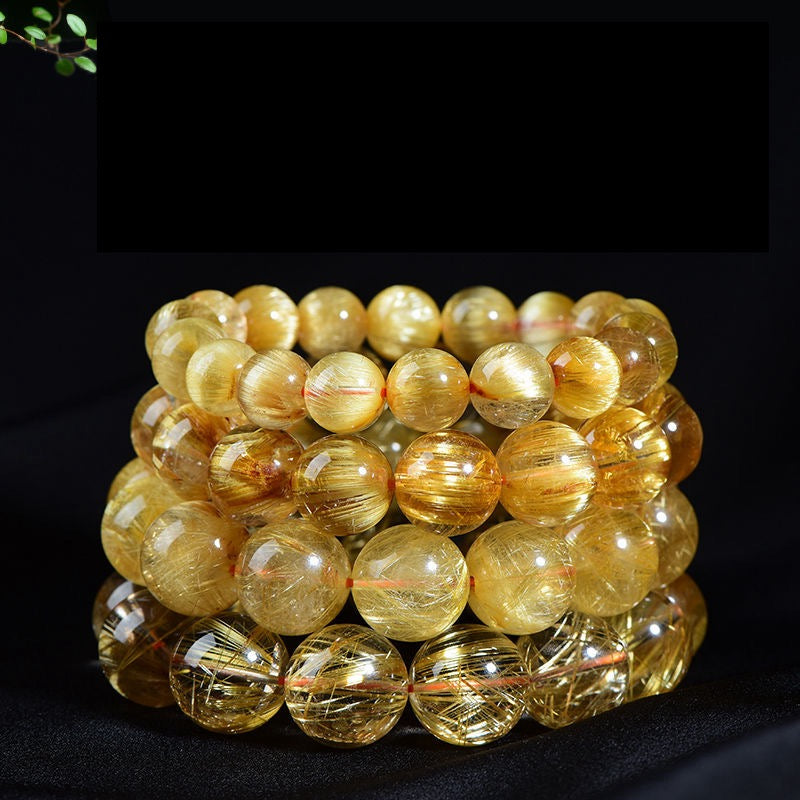 Golden Hair Crystal Bracelet Rutilated Quartz-【Attract Wealth & Gather Energy】