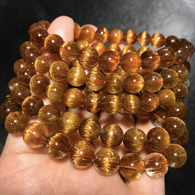 Rare Copper Rutilated Quartz Bracelet -【Enhance Wealth & Improve Career】