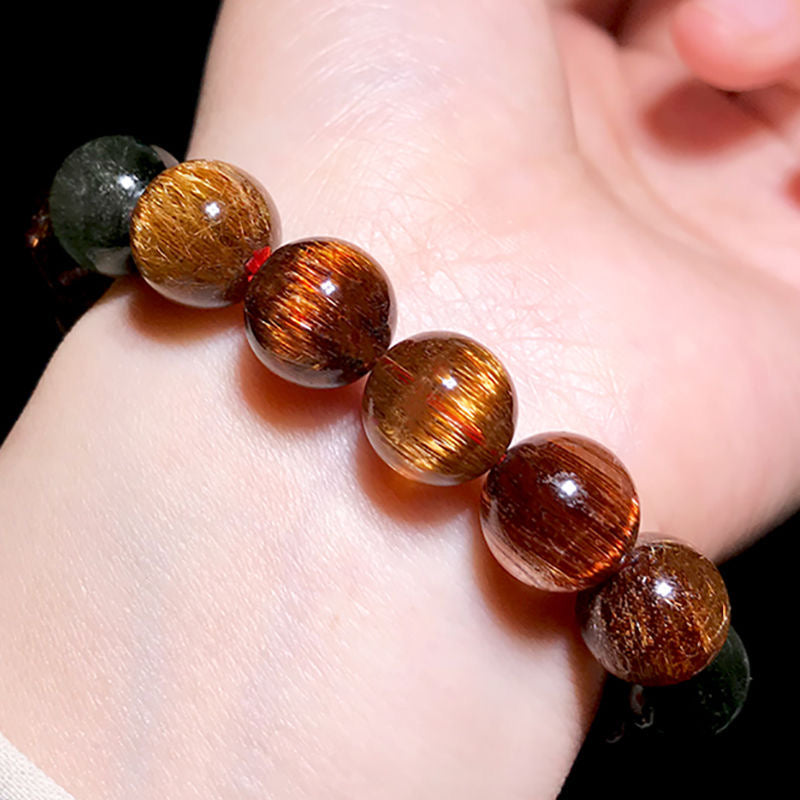 Rare Copper Rutilated Quartz Bracelet -【Enhance Wealth & Improve Career】