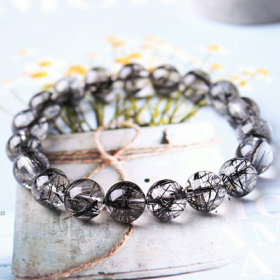 Natural Brazil Black Rutilated Quartz Bracelet -【Strengthen Magnetic Field & Enhance Career】