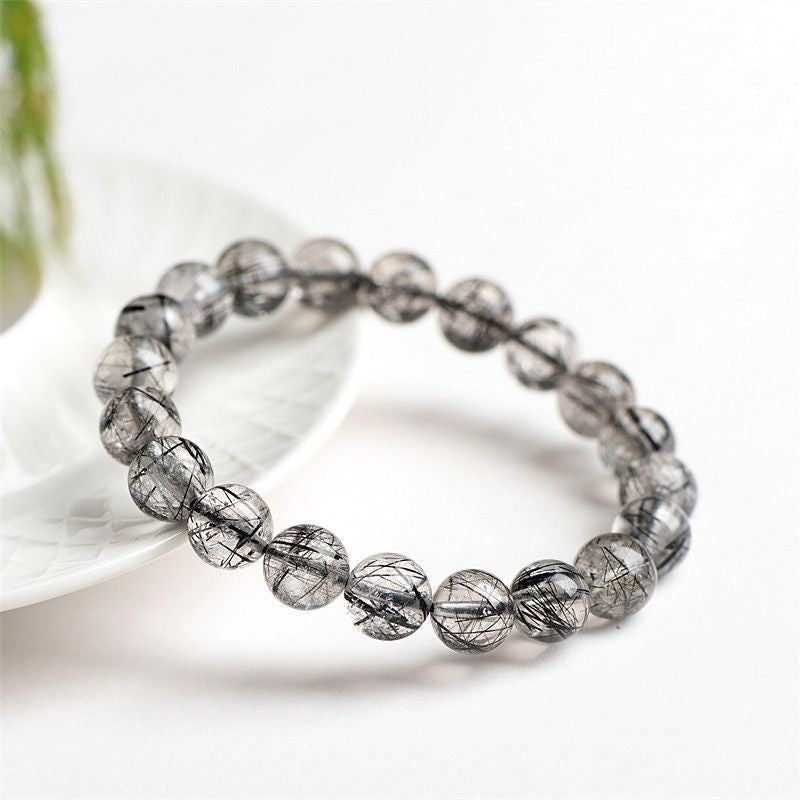 Natural Brazil Black Rutilated Quartz Bracelet -【Strengthen Magnetic Field & Enhance Career】