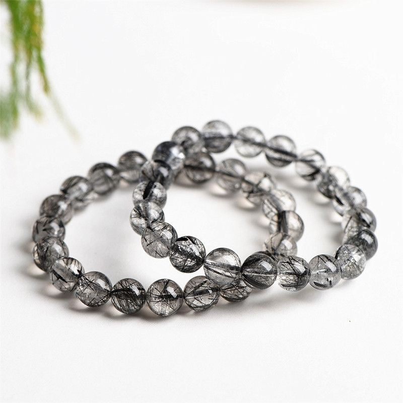 Natural Brazil Black Rutilated Quartz Bracelet -【Strengthen Magnetic Field & Enhance Career】