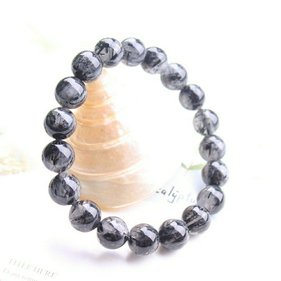 Natural Brazil Black Rutilated Quartz Bracelet -【Strengthen Magnetic Field & Enhance Career】