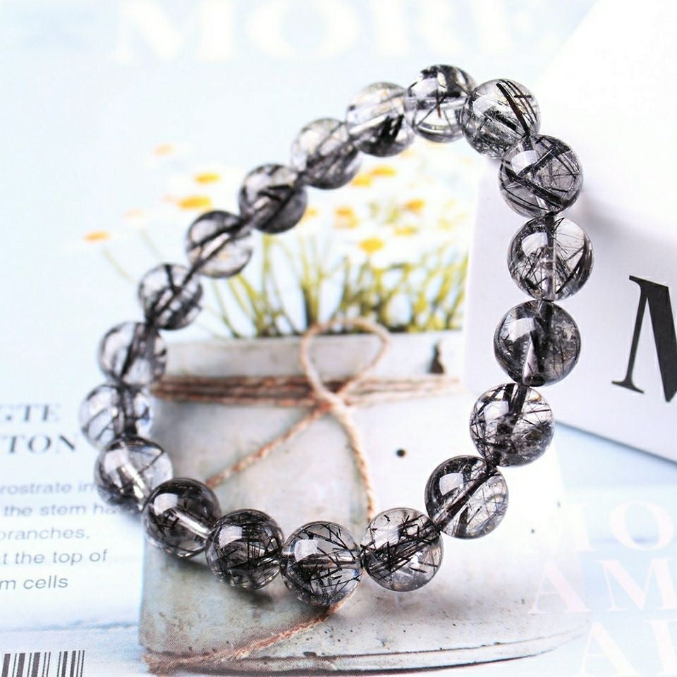 Natural Brazil Black Rutilated Quartz Bracelet -【Strengthen Magnetic Field & Enhance Career】