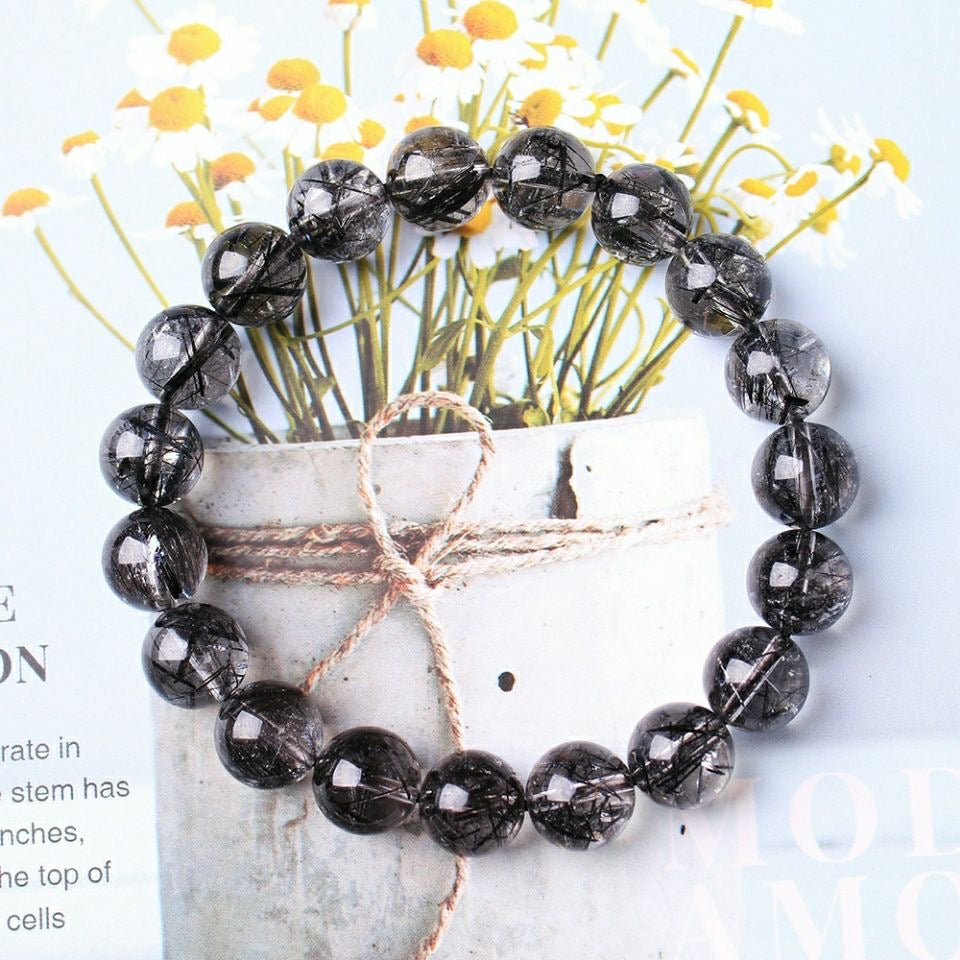 Natural Brazil Black Rutilated Quartz Bracelet -【Strengthen Magnetic Field & Enhance Career】