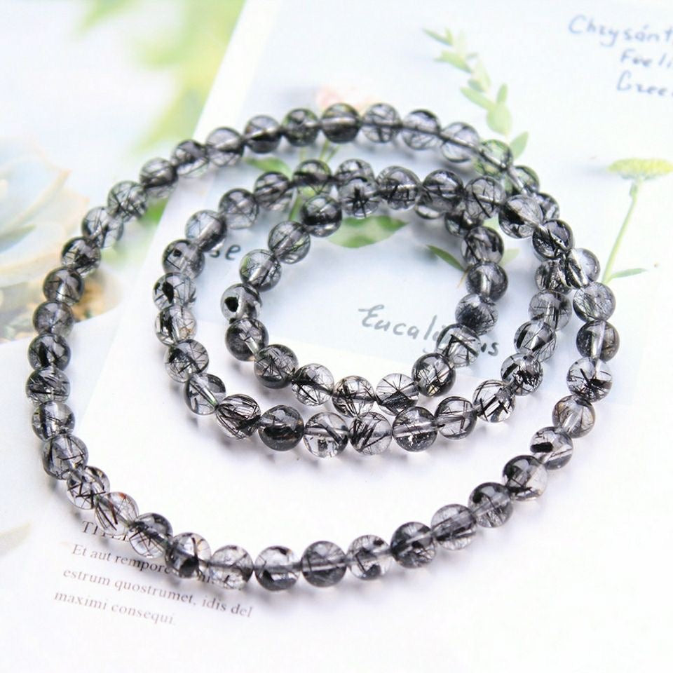 Natural Brazil Black Rutilated Quartz Bracelet -【Strengthen Magnetic Field & Enhance Career】