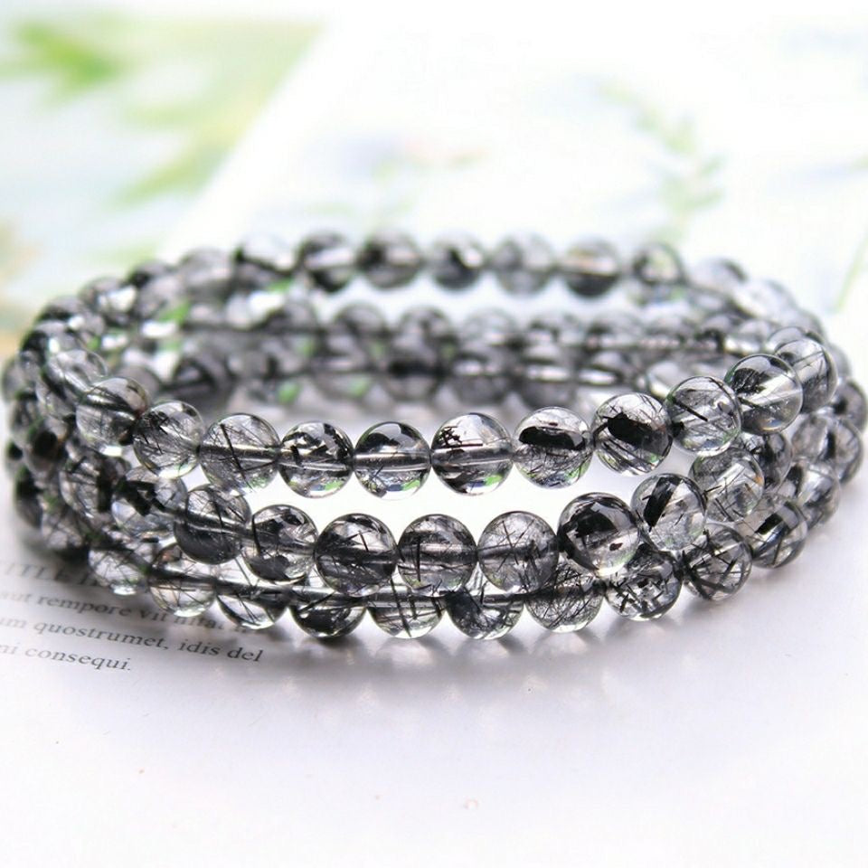 Natural Brazil Black Rutilated Quartz Bracelet -【Strengthen Magnetic Field & Enhance Career】