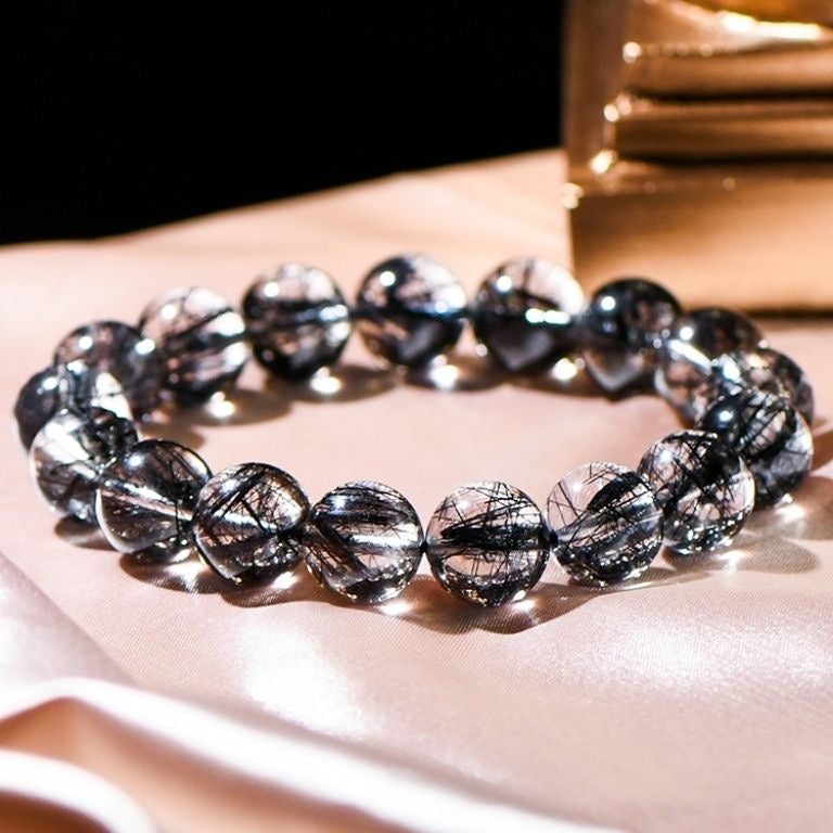 Natural Brazil Black Rutilated Quartz Bracelet -【Strengthen Magnetic Field & Enhance Career】