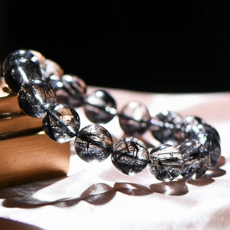 Natural Brazil Black Rutilated Quartz Bracelet -【Strengthen Magnetic Field & Enhance Career】