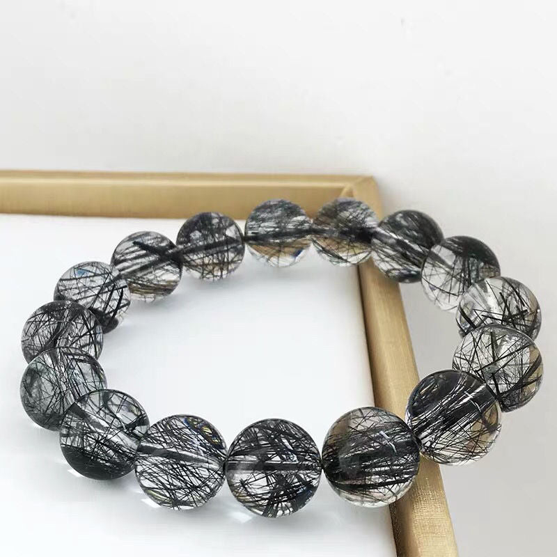 Natural Brazil Black Rutilated Quartz Bracelet -【Strengthen Magnetic Field & Enhance Career】