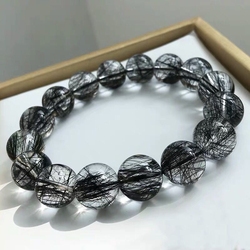 Natural Brazil Black Rutilated Quartz Bracelet -【Strengthen Magnetic Field & Enhance Career】