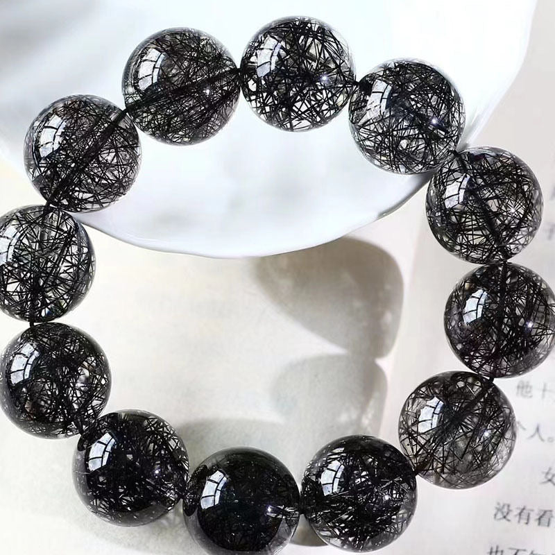 Natural Brazil Black Rutilated Quartz Bracelet -【Strengthen Magnetic Field & Enhance Career】