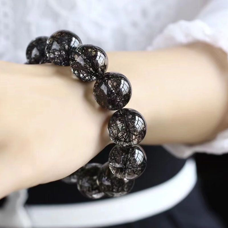 Natural Brazil Black Rutilated Quartz Bracelet -【Strengthen Magnetic Field & Enhance Career】