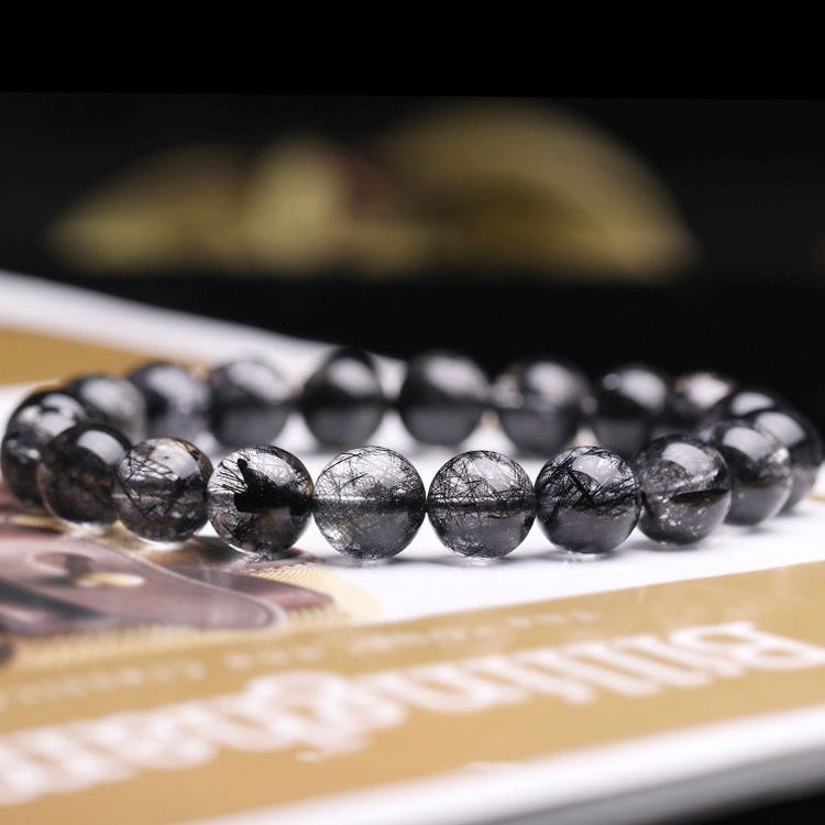 Natural Brazil Black Rutilated Quartz Bracelet -【Strengthen Magnetic Field & Enhance Career】