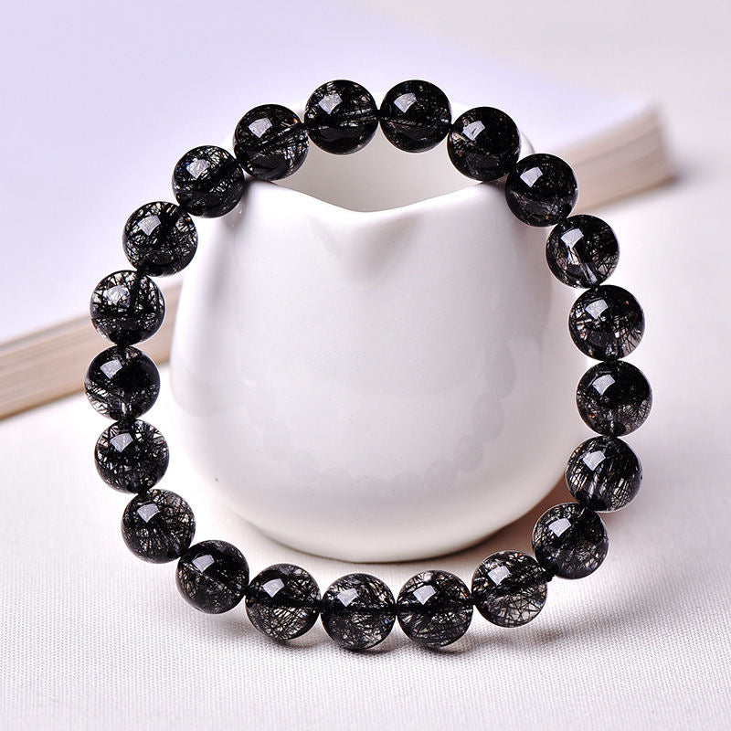 Natural Brazil Black Rutilated Quartz Bracelet -【Strengthen Magnetic Field & Enhance Career】