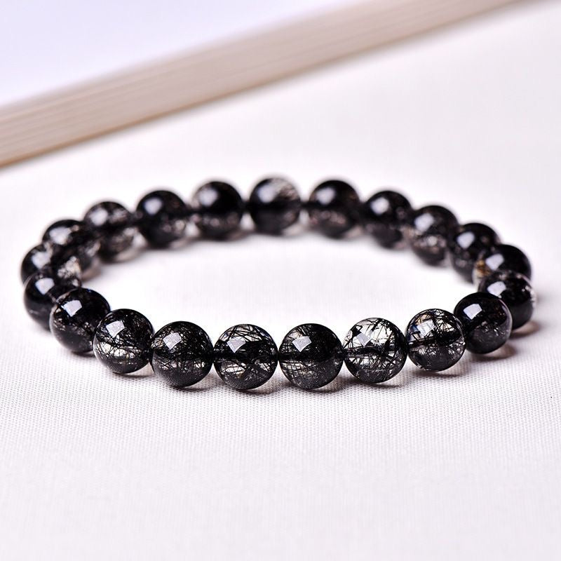 Natural Brazil Black Rutilated Quartz Bracelet -【Strengthen Magnetic Field & Enhance Career】