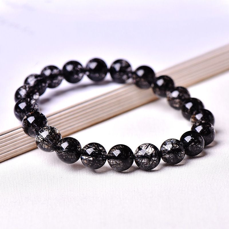 Natural Brazil Black Rutilated Quartz Bracelet -【Strengthen Magnetic Field & Enhance Career】