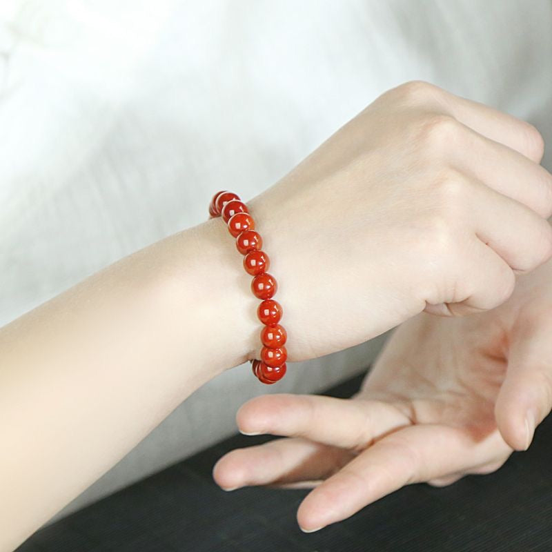 Natural Red Agate Chalcedony Bracelet -【Beautify Skin & Prolong Life】