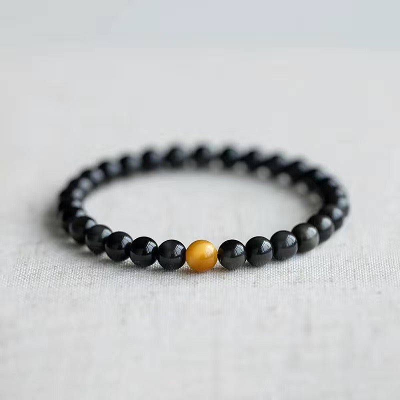 Natural Obsidian Bracelet -【Body Mind Balance & Bless Health】