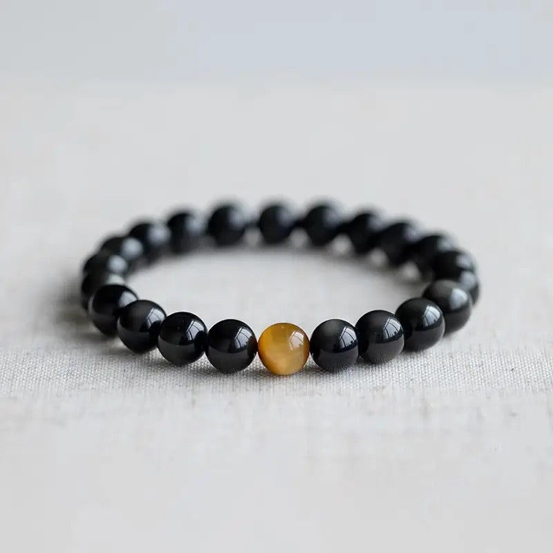 Natural Obsidian Bracelet -【Body Mind Balance & Bless Health】