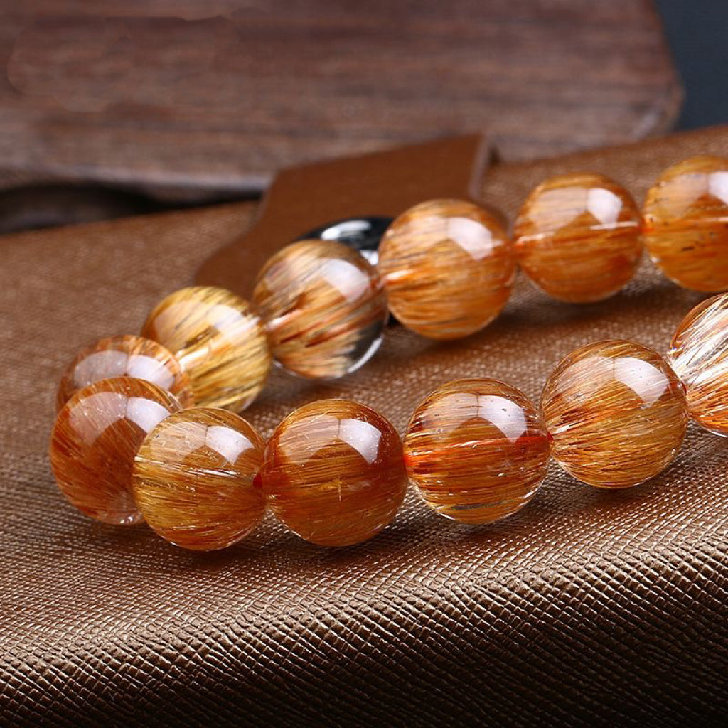 Rare Copper Rutilated Quartz Bracelet -【Enhance Wealth & Improve Career】