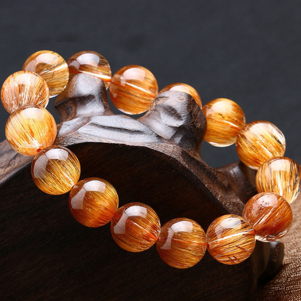 Rare Copper Rutilated Quartz Bracelet -【Enhance Wealth & Improve Career】