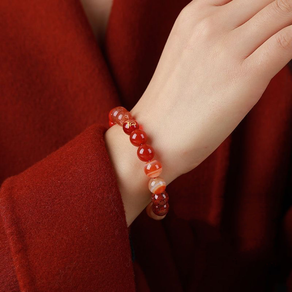 Natural Red Agate Chalcedony Bracelet -【Beautify Skin & Prolong Life】